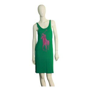 Ralph Lauren Collection Green Purple Polo Mini Sleeveless Tank Dress size S / P